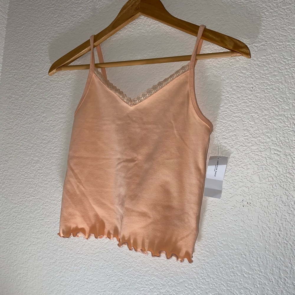 Peach colored lace trim cami